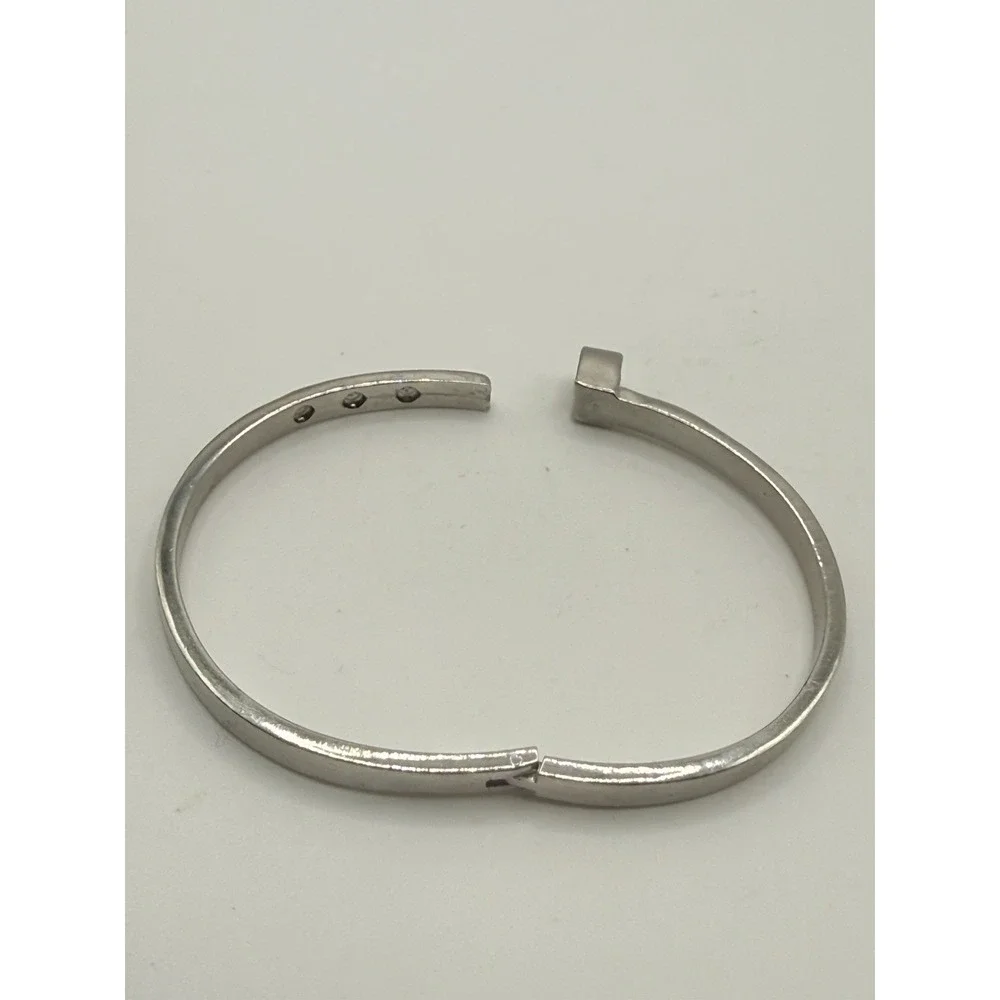 Gold Plated Silver Tone Hinge Bangle Bracelet Adjustable 18KGP 5.75